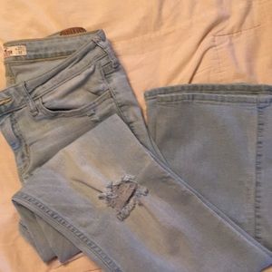 Hollister light blue stretch jeans with holes